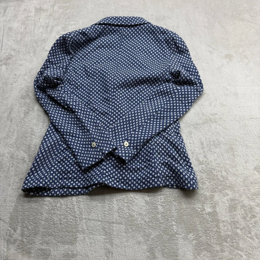 Circolo 1901 Blazer Women 48 US12 Blue White Knit Geometric Diamond Quiet Luxury